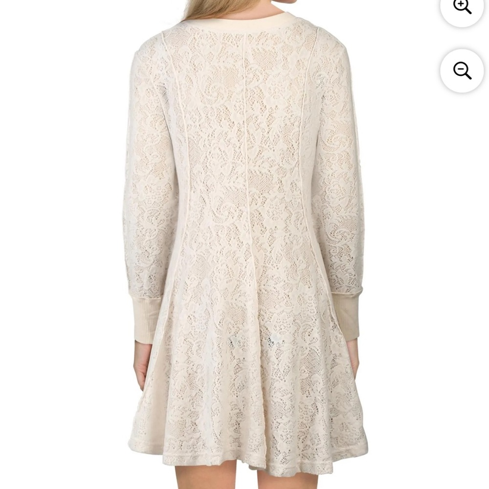 Free People Coffee In The Morning Tunic Crochet Knit Top Chamoix Medium Boho - Picture 10 of 15
